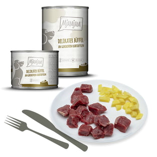 Dog delikater Büffel an gekochten Kartoffeln (buffle et pommes de terre)