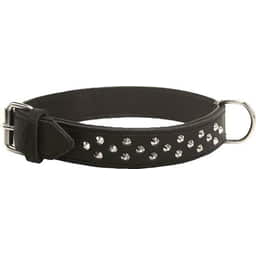 Collier en cuir souple avec rivets décoratifs, noir
