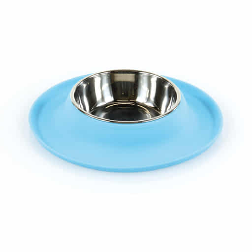 swisspet Gamelle avec bassin en silicone pour chiens et chats, ronde, bleu clair, M = 350ml, ø = 25cm / 4.2cm