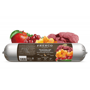 Saucisse BARF Menu complet gibier avec potiron, pomme et airelles