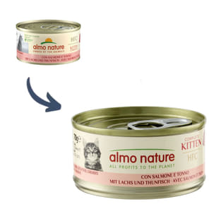Almo Nature HFC Katzennassfutter – Lachs & Thunfisch Für Kätzchen, 24 Dosen à 70 G, Getreidefrei & Komplett