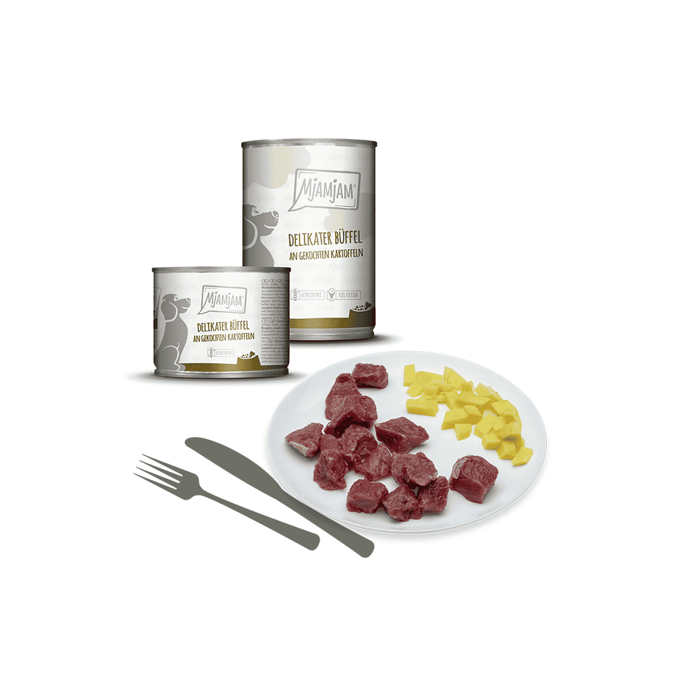 Dog delicatum de buffle aux pommes de terre cuites