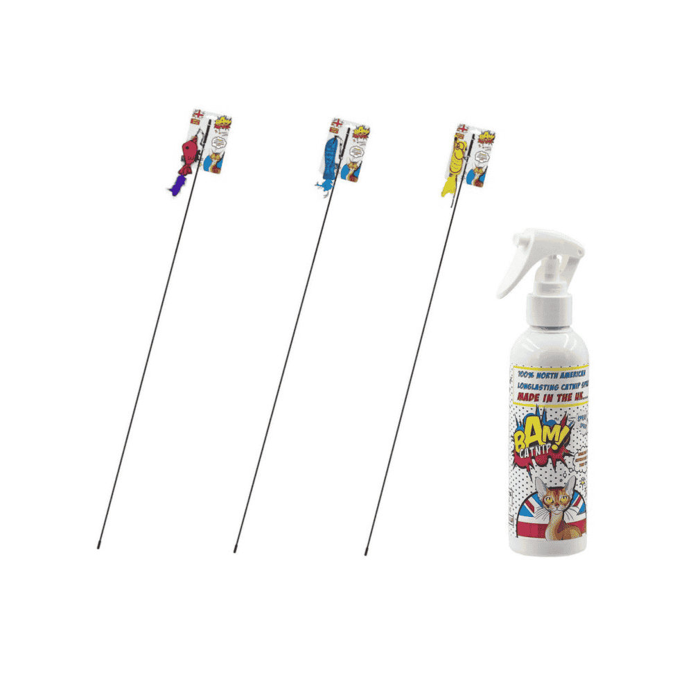 Ensemble de 3 cannes à chat + 1 spray à menthe des chats