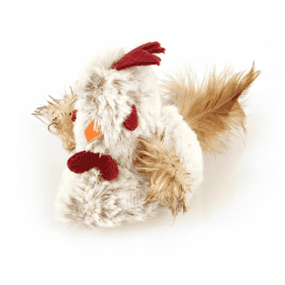 Coq de course en peluche avec queue à plumes