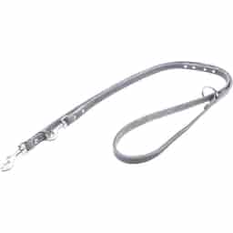 Laisse en cuir souple rivetée avec couture décorative, gris