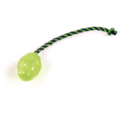 swisspet Football Glow, vert, avec corde antiglisse, M, ø = 7cm, l = 40cm