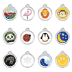 Animal stamp with enamel - mountains, flamingo, lion, monkey, panda, ladybug, penguin, moon &amp; stars, kiwi, snowflake, wave or smiley