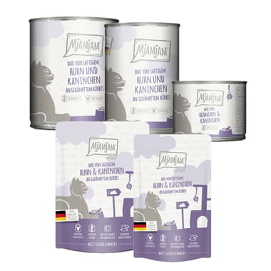 DUO von saftigem Hühnchen & Kaninchen an gedämpftem Kürbis