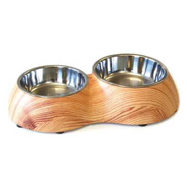 Melamin Hunde- & Katzendoppelnäpfe, Holzmotiv