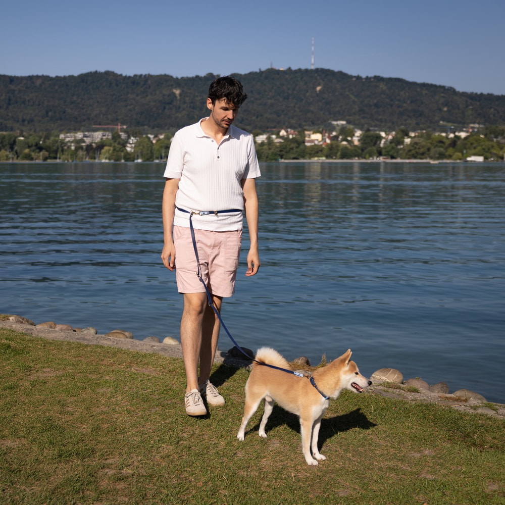 3-in-1 Handsfree BioThane Dog Leash navy