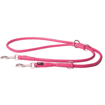 Laisse en cuir Round Multi rose