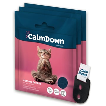 CalmDown Post-OP Button & Klett-Anhänger für Katzen