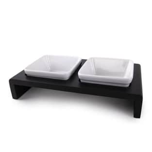 Meshidai Double Feeder Bowl black