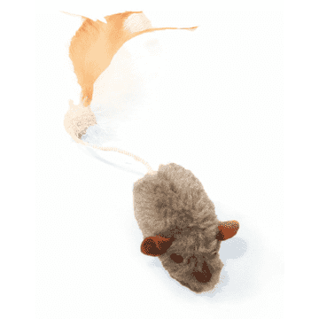 Souris en fourrure avec plume
