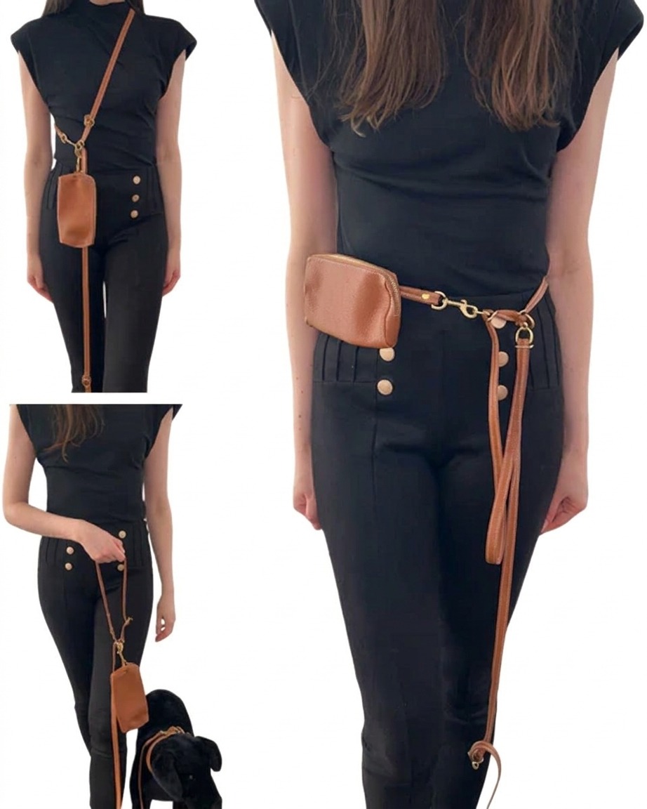 3-in-1 Handsfree Leather Dog Leash