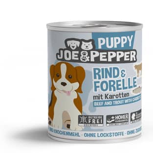 Dog Puppy Rind & Forelle mit Karotten