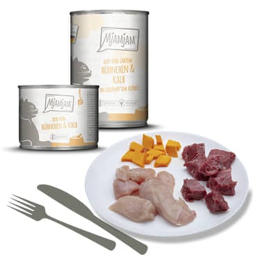 DUO von zartem Hühnchen & Kalb an gedämpftem Kürbis (poulet, veau & courge)
