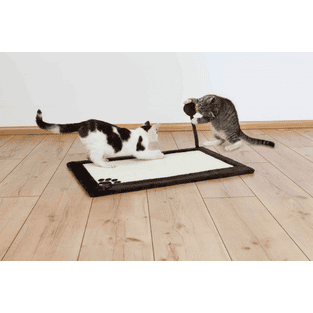 Tapis à gratter avec bord en peluche, brun foncé