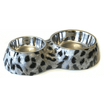 Gamelle double pour chien et chat en mélamine, motif léopard