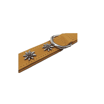 Collier Edelweiss en cuir souple, beige / cognac