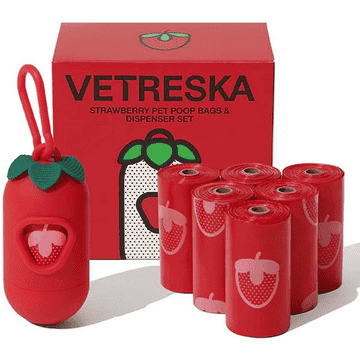 Kotbeutelspender Set Strawberry, 7 Rollen