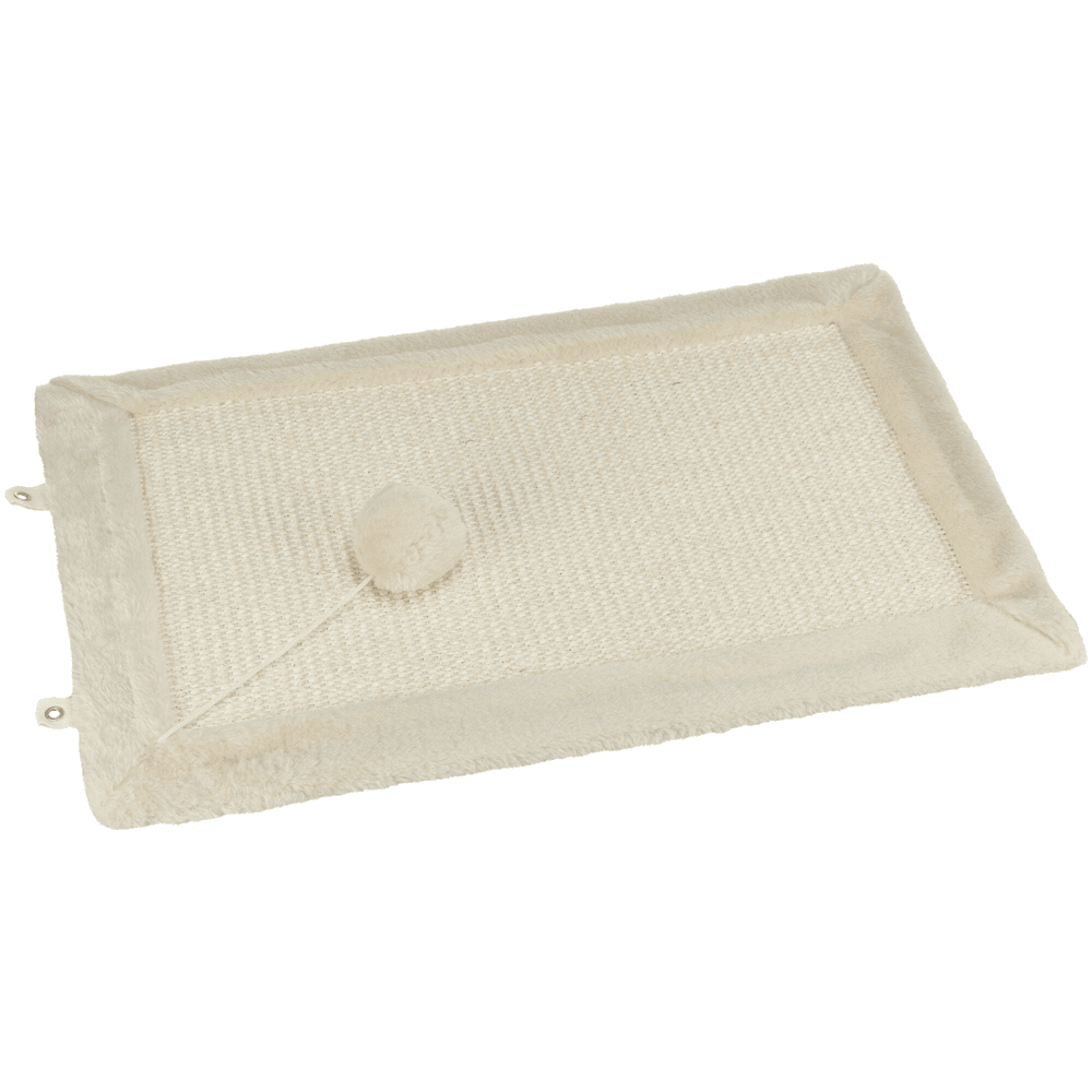 Tapis à gratter avec bord en peluche, beige/nature
