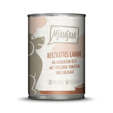Dog Herzhaftes Lamm an gekochtem Reis mit frischen Tomaten