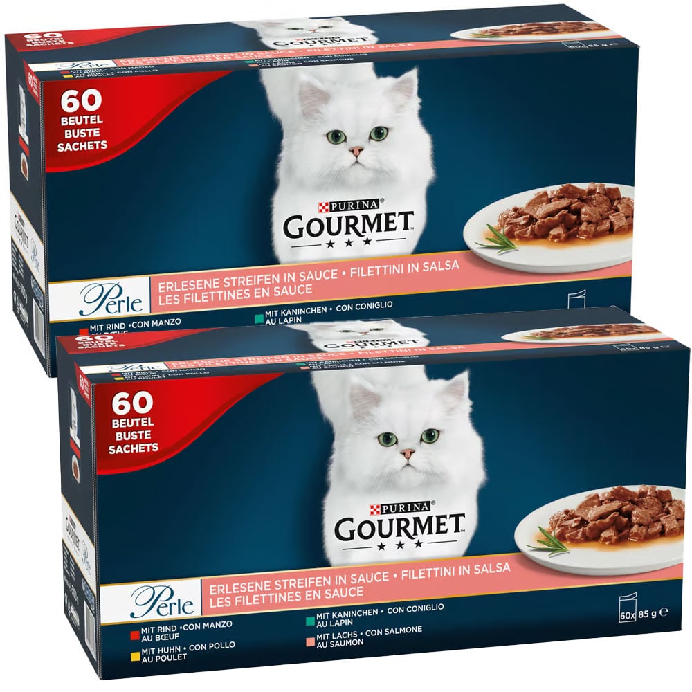 Sparpaket Perle Erlesene Streifen in Sauce Mega-Pack 2x60x85g