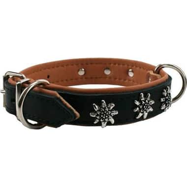Lederhalsband mit Edelweissdekor