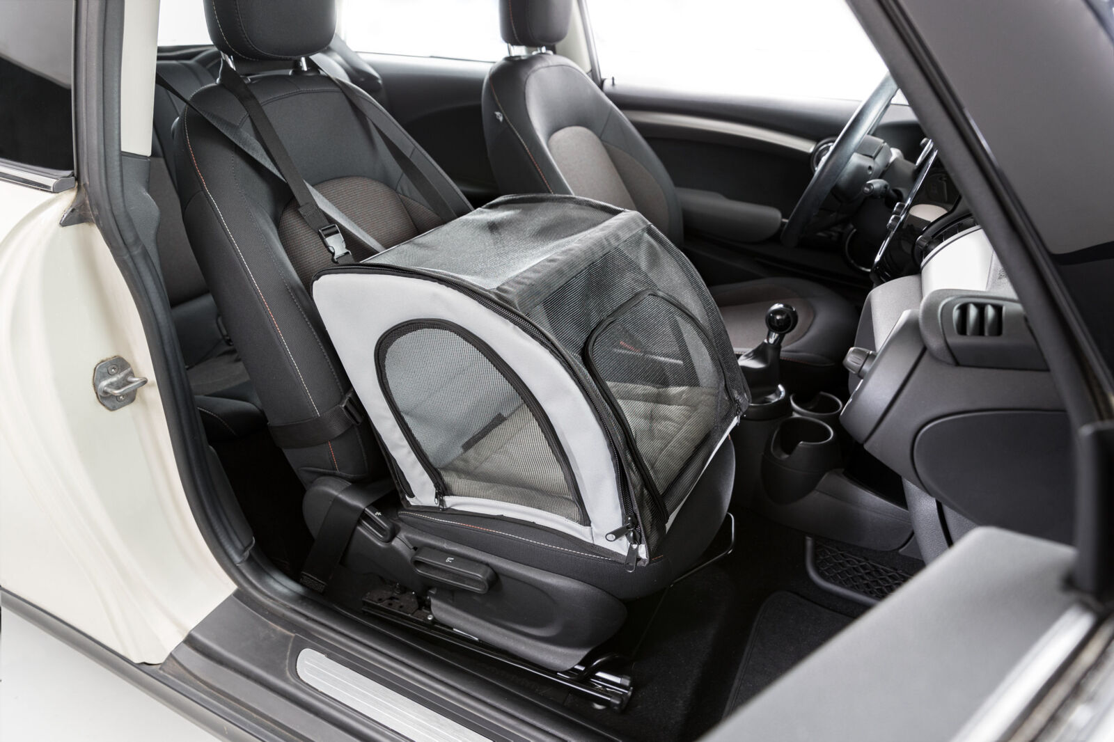 Dog car seat with net