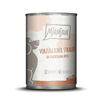 Dog vorzüglicher Strauss an fruchtigem Apfel (autruche aux pommes)