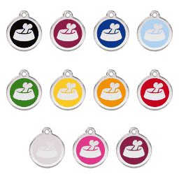 Médaille pour animaux avec Emaille - Os dans gamelle en différentes couleurs