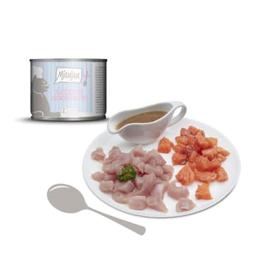 Blanchierte Pute mit reichlich Lachs an Sosse