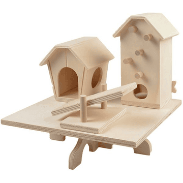 Wooden playground with houses