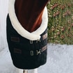 Show rug 160 g with synthetic fur collar - black