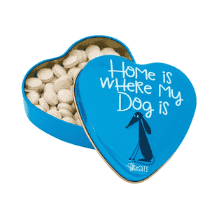 Friandises pour chiens dans le coeur "Home is where my dog is"