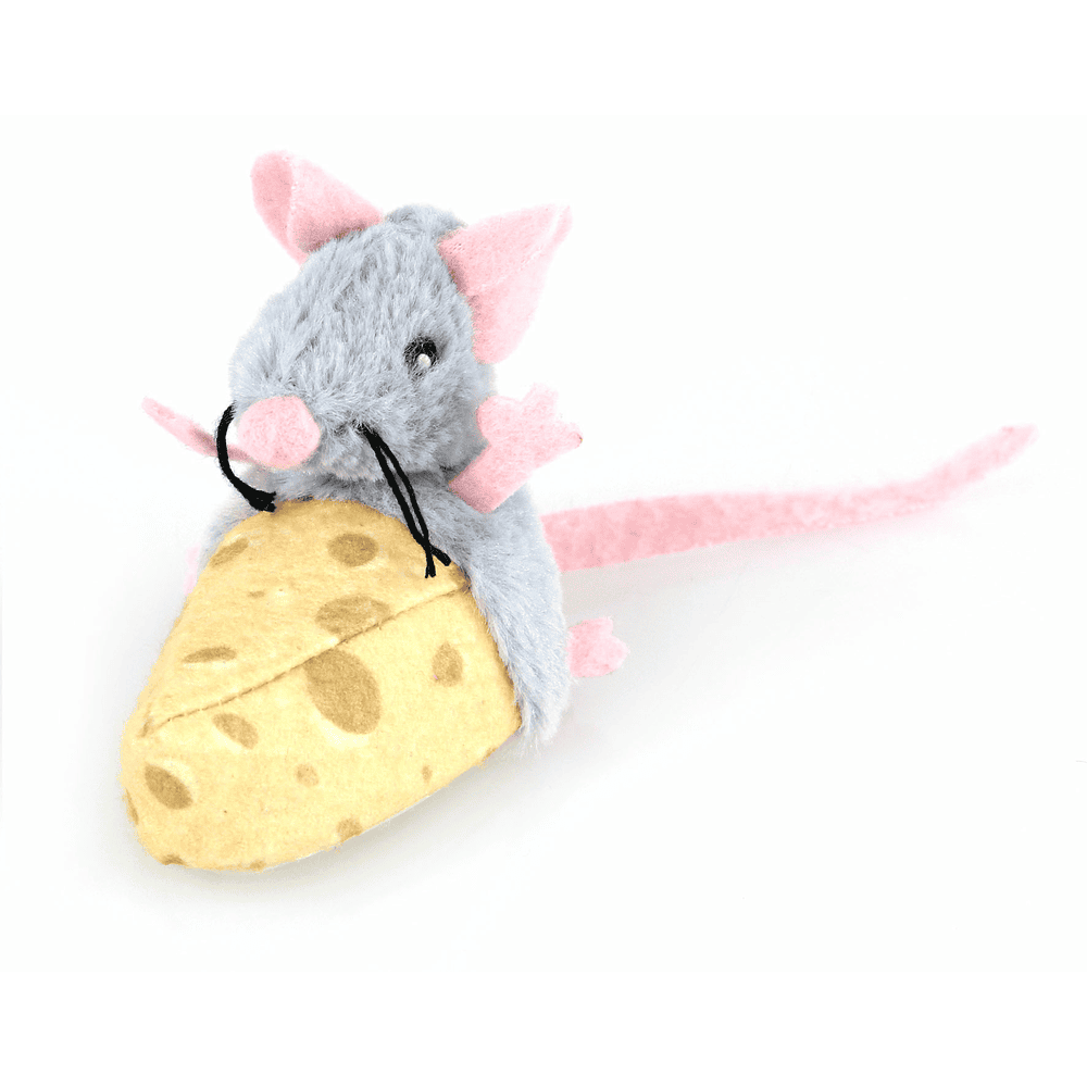 Plüsch-Rennmaus auf Käsestück