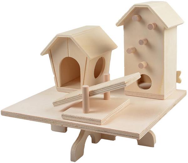 Wooden playground with houses
