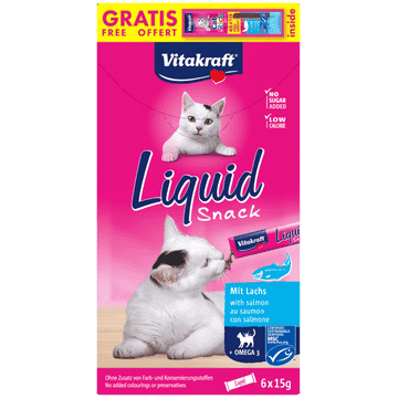 Cat Liquid Snack Lachs MSC+Omega3 plus gratis Cat Stick
