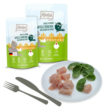Chicks & Friends - Saftiges Hühnchen an gedämpftem Spinat (poulet & épinard)