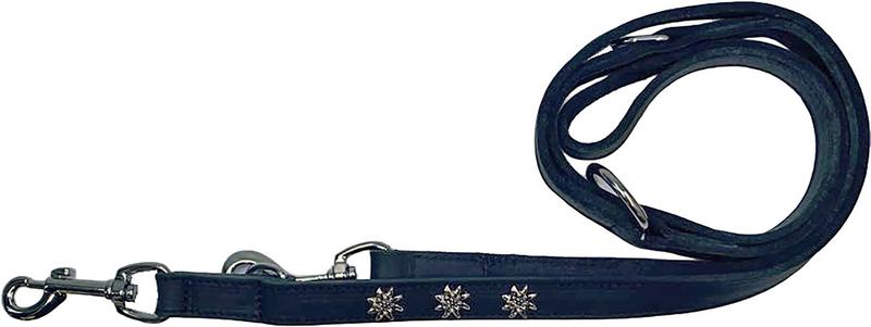 Edelweiss leather leash, black
