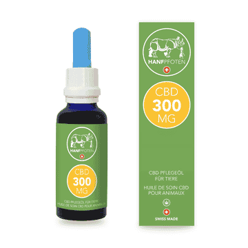 Huile de soin CBD 300mg pour chats et chiens de petite taille 30ml