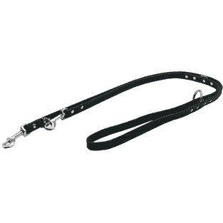 Soft leather leashes riveted with decorative stitching, black