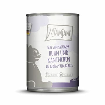 DUO von saftigem Hühnchen & Kaninchen an gedämpftem Kürbis