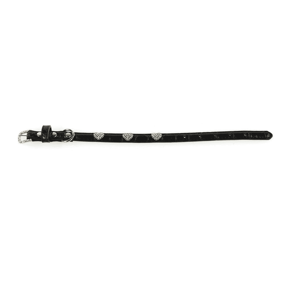 Deluxe collier Diamonds 3 coeurs, 12mm/20-28cm, noir