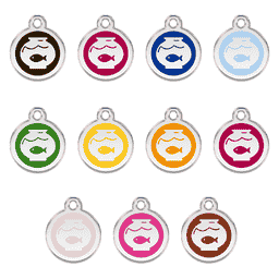 Médaille pour animaux avec Emaille - Bocal à poisson en différentes couleurs