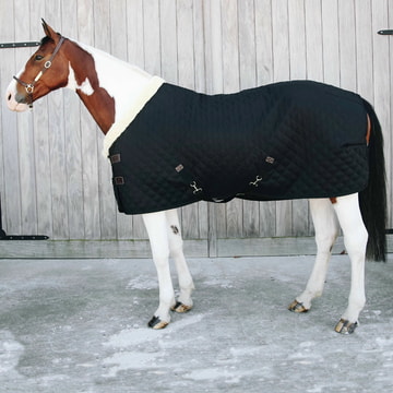 Show rug 160 g with synthetic fur collar - black