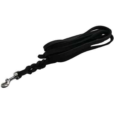 Longue laisse en cuir souple avec dragonne, noir