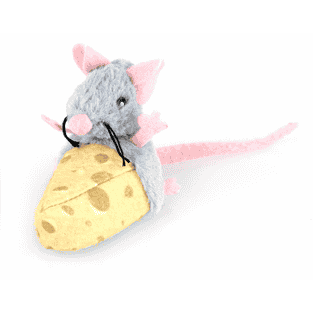 Souris de course en peluche sur morceau de fromage