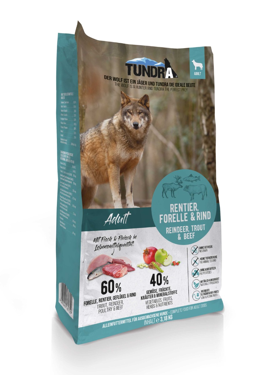 Dog Renne, truite et bœuf